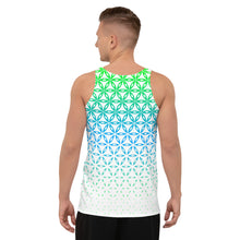 Load image into Gallery viewer, Flower Of Life Green, Blue, &amp; White Sublimation Tank Top