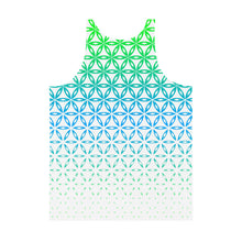 Load image into Gallery viewer, Flower Of Life Green, Blue, &amp; White Sublimation Tank Top