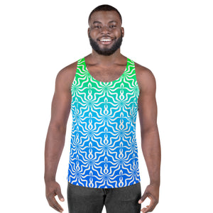 Abstract Pattern Green & Blue Sublimation Tank Top