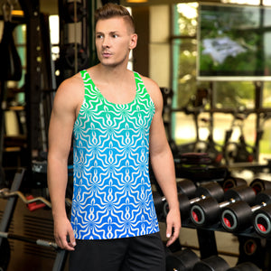 Abstract Pattern Green & Blue Sublimation Tank Top