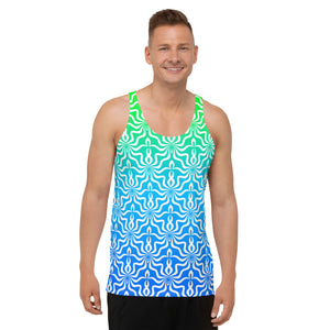 Abstract Pattern Green & Blue Sublimation Tank Top