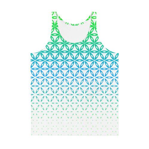 Flower Of Life Green, Blue, & White Sublimation Tank Top