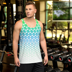 Flower Of Life Green, Blue, & White Sublimation Tank Top