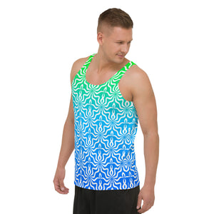 Abstract Pattern Green & Blue Sublimation Tank Top
