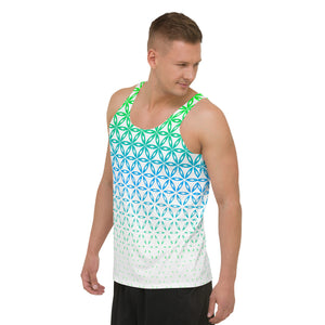 Flower Of Life Green, Blue, & White Sublimation Tank Top