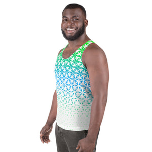 Flower Of Life Green, Blue, & White Sublimation Tank Top