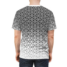 Load image into Gallery viewer, Flower Of Life Geo Gradient AOP Crew Black &amp; White
