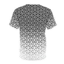 Load image into Gallery viewer, Flower Of Life Geo Gradient AOP Crew Black &amp; White