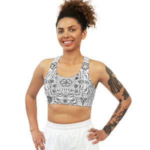 Elements White Sublimation Sports Bra - Yantrart Design