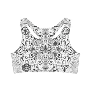 Elements White Sublimation Sports Bra - Yantrart Design