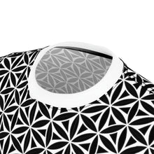 Load image into Gallery viewer, Flower Of Life Geo Gradient AOP Crew Black &amp; White