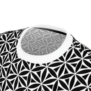 Flower Of Life Geo Gradient AOP Crew Black & White