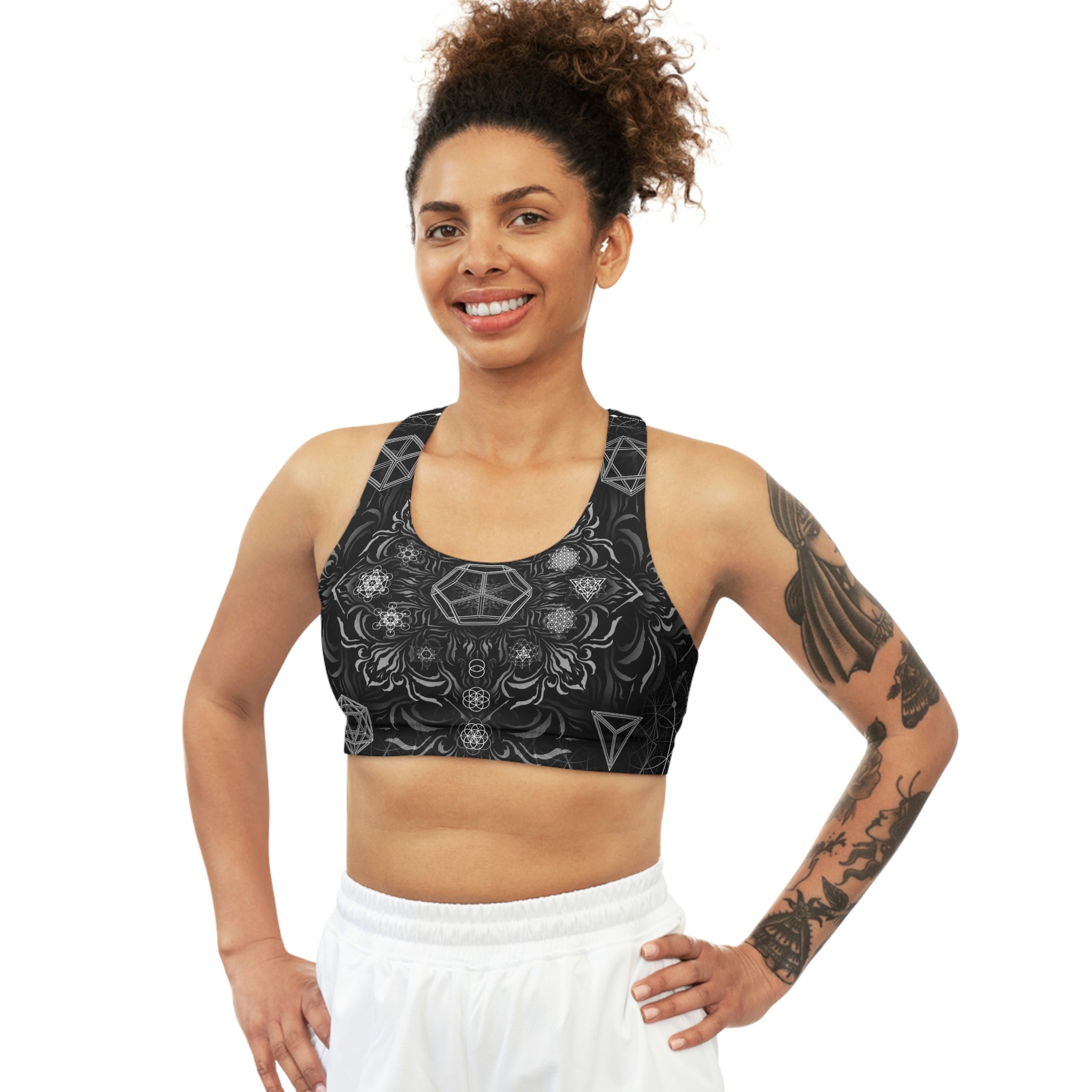 Elements Black Sublimation Sports Bra - Yantrat Design