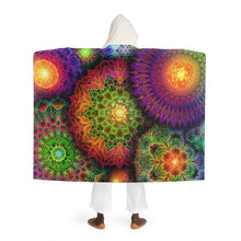 Load image into Gallery viewer, Chromatic Bloom Hooded Sherpa Fleece Blanket