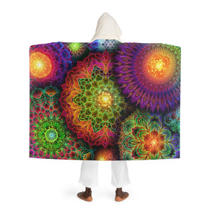 Chromatic Bloom Hooded Sherpa Fleece Blanket