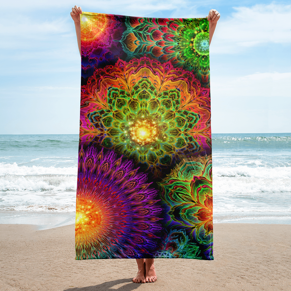 Chromatic Bloom AOP Beach Towel
